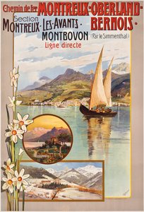 Affiche publicitaire pour les voyages en train Montreux-Oberland-Bernois, c. 1910 - Anton Reckziegel