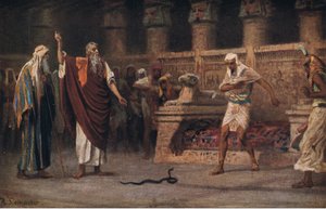 Moïse et Aaron devant Pharaon, de Hulberts Story of the Bible publié par The John Winston Company, 1932