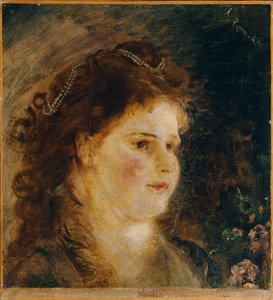 Fille avec un collier de perles dans les cheveux - Anton Romako