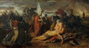 Rodolphe de Habsbourg auprès du corps de Přemysl Ottokar, roi de Bohême
