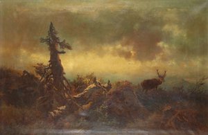 Plateau avec cerf