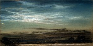 Coucher de soleil et nuage noctiluque, 6 juillet 1885