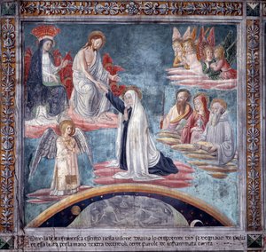 Vie de Sainte Francesca Romana : Pendant une extase, le Divin Rédempteur prend Francesca par la main droite