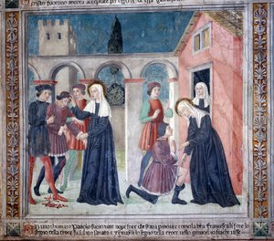 Vie de Sainte Francesca Romana : La sainte guérit un homme blessé