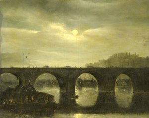 Un des ponts sur la Seine, Paris, au clair de lune