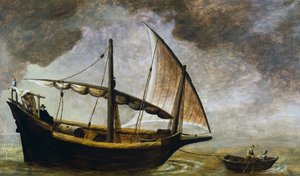Bateau à vin génois du 17e siècle, 20e (peinture) - Antonino Traverso