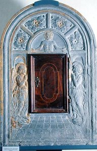 Christ en majesté au-dessus de la porte du paradis, flanqué de deux anges, c.1470-80 - Antonio (attr. to workshop of) Rossellino