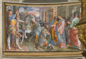 Abside, Antonio Campi, Rencontre de Jésus avec le centurion Cornelio 1582-84