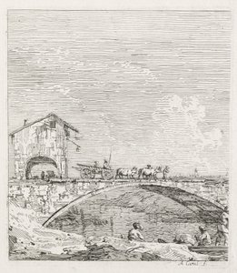Vues : Un chariot passant sur un pont - Antonio Canaletto