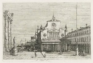 Vues : Trois colonnes et une statue sur la côte - Antonio Canaletto
