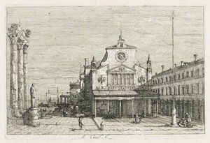Vues : Trois colonnes et une statue sur la côte, 1735-1746 - Giovanni Antonio Canal
