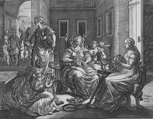 Lucrèce et ses servantes filant