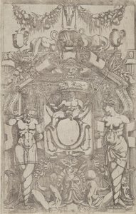 Ornement avec un petit ovale vide, 1540-45 - Antonio Fantuzzi