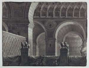 Décor de scène, intérieur du bâtiment oriental - Antonio Giuseppe Basoli