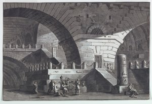 Décor de scène, intérieur de prison avec la mort de Socrate - Antonio Giuseppe Basoli