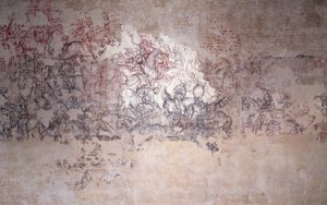 Tournoi de bataille, fragment de peinture murale de la Sala del Pisanello (anciennement Sala dei Principi)