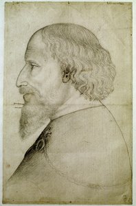 Empereur Sigismond de Luxembourg, vu en buste, de profil à gauche. Dessin d