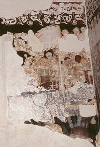 Chevaliers de la Table Ronde en quête du Saint Graal, sinopie et fresque (détail)