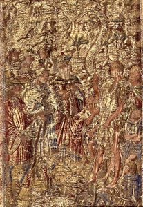 Saint Jean-Baptiste devant les grands prêtres et les lévites, tapisserie représentant des scènes de la vie du saint