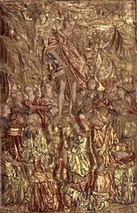 Saint Jean-Baptiste prêchant à la multitude, tapisserie représentant des scènes de la vie du saint (textile)