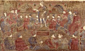 Saint Jean-Baptiste réprimandant Hérode, tapisserie représentant des scènes de la vie du saint (textile)