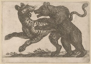 Un ours combattant un tigre (Vechtende dieren, série)