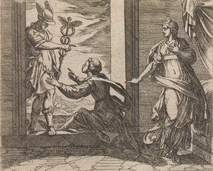 Mercure transformant Aglauros en pierre Aglauros a Mercurio en lapidem transfor..., Publié après 1606 - Antonio Tempesta