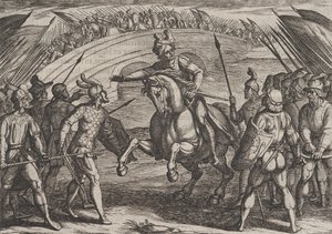 Planche 22 : Civilis sépare les troupes allemandes et néerlandaises, de La Guerre des Romains contre..., 1611 - Antonio Tempesta
