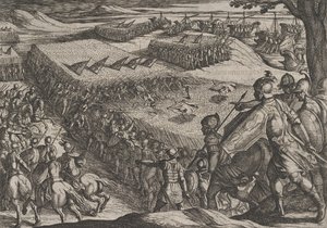 Les Romains vaincus près du Rhin, de La Guerre des Romains contre les Bataves - Antonio Tempesta