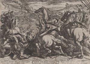 Planche 6 : Les Israélites vaincus par les Cananéens pour avoir désobéi à Moïse..., ca. 1590-ca. 1610