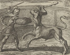 Thésée et le Minotaure Minotaurum Theseus vincit, des Métamorphoses, publié après 1606