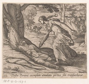 Suicide de Thisbé (Metamorphoseon sive transformationum, Metamorfosen van Ovidius) - Antonio Tempesta
