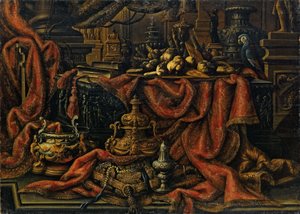 Argenterie, fruits et plateau de bonbons