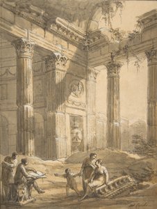Artiste parmi les ruines