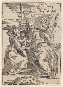 La Sainte Famille avec deux saints