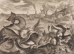 Jonas rejeté sur le rivage par le poisson, vers 1585