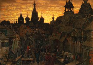 Ancienne Moscou. Rue à Kitay-gorod au 17ème siècle, 1900