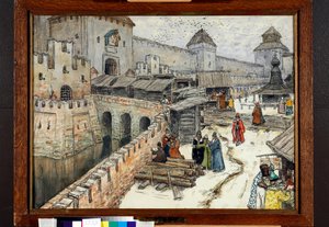 Moscou au 17ème siècle, bouquinistes sur le pont du Christ Sauveur - Apollinari Mikhailovich Vasnetsov