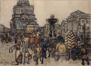 La Fontaine sur la place Sukharevskaya au XIXe siècle, 1921 - Apollinari Mikhailovich Vasnetsov