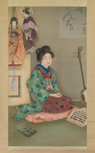 Chanteuse pour le théâtre de marionnettes Joruri, vers 1920 - Arai Kou