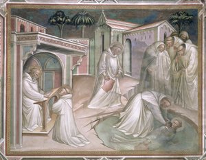 Maurus sauve Placidus, détail de la vie de Saint Benoît (c.480-c.550), dans la sacristie, 1387