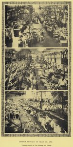 Fabrication et remplissage de boîtes, usine de la Liebig Extract of Meat Company, Ltd, Argentine (photo n/b)