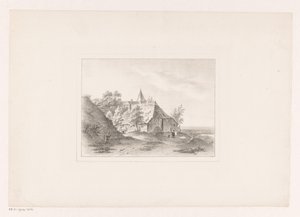 Bord de village avec une femme blanchissant le linge - Arie Ketting de Koningh (attributed to)