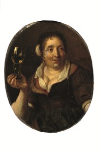 Paysanne tenant un verre de vin