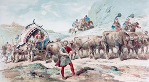 Char nervien tiré par des bœufs