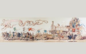 Image célébrant les 50 ans du système ferroviaire belge de 1835 à 1885, 1886