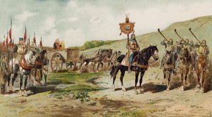Char de guerre et joueurs de lituus, époque des Croisades, 11ème siècle