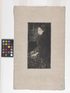 Femme Assise Avec Chapeau À Plumes - Armand Séguin