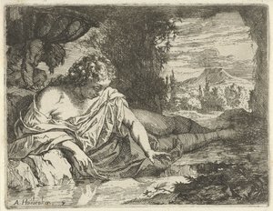 Narcisse (Toneel van sinnebeelden geopent tot dienst van schilders beelthouders etc.) - Arnold Houbraken