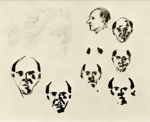 Autoportraits (7 têtes de face et de profil et esquisse) - Arnold Schönberg